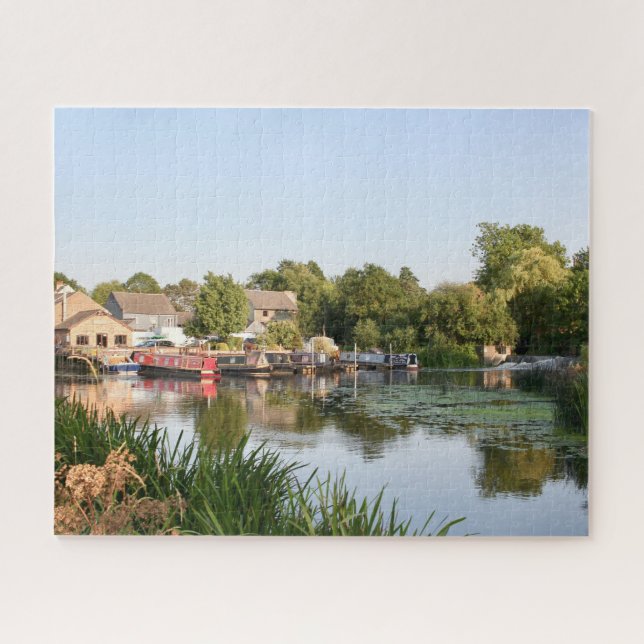 Moored Narrowboats Mountsorrel England Jigsaw Puzzle (Horizontal)