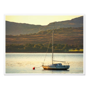 Moored Sailboat at Sunset (Kenmare Bay) Photo Print