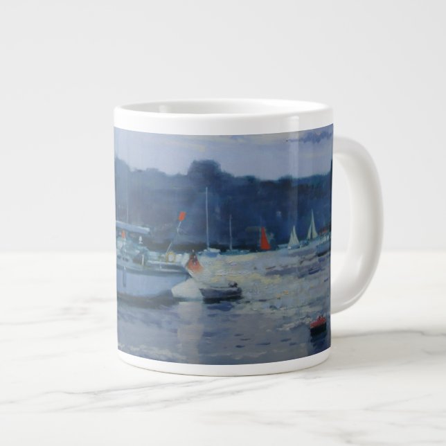 Moored yachts late afternoon large coffee mug (Front Right)