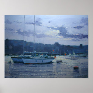 Moored yachts late afternoon poster