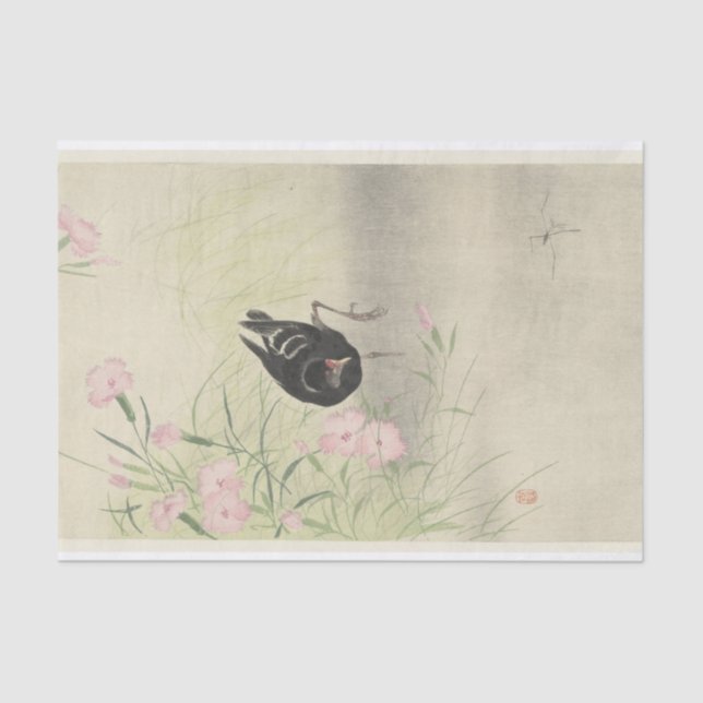 Moorhen at Flowering Plant by Ohara Koson Tissue Paper (Front)