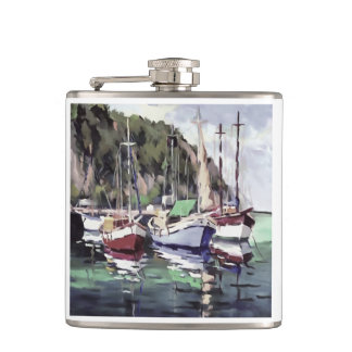 Mooring At Turunc Gulet Sailboat Acrylic Art Hip Flask
