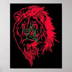 Moorish American Morocco Flag Moroccan Soccer Supp Poster