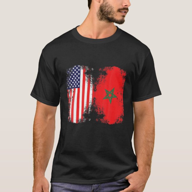 Moorish American Morocco Flag Moroccan Soccer Supp T-Shirt (Front)