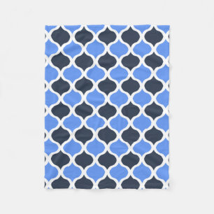 Moorish Arabesque (Cornflower and Black) Fleece Blanket