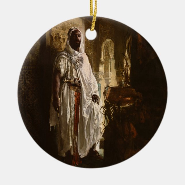 Moorish Chief African Art Painting Portrait Ceramic Tree Decoration (Front)