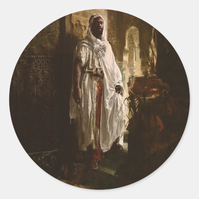 Moorish Chief African Art Painting Portrait Classic Round Sticker (Front)