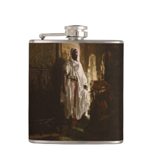 Moorish Chief African Art Painting Portrait Hip Flask