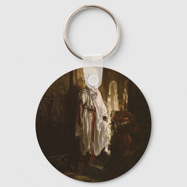 Moorish Chief African Art Painting Portrait Key Ring (Front)