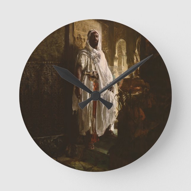 Moorish Chief African Art Painting Portrait Round Clock (Front)
