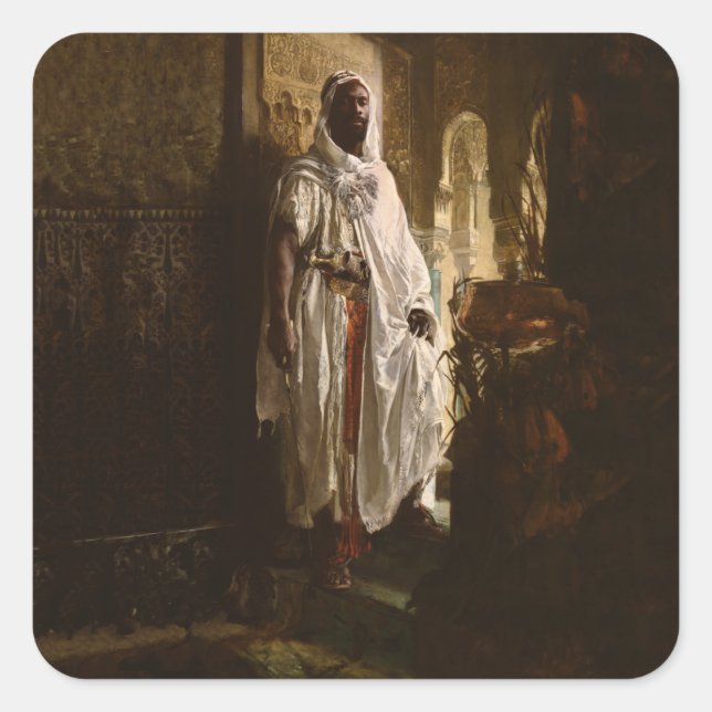 Moorish Chief African Art Painting Portrait Square Sticker (Front)