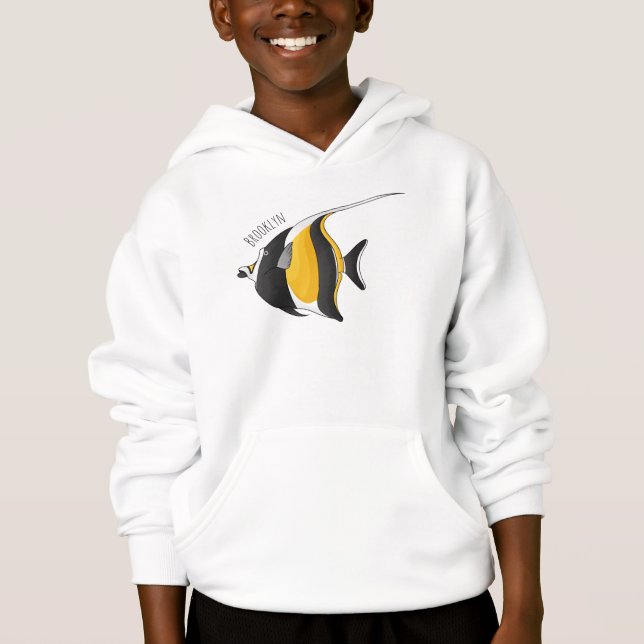 Moorish idol fish cartoon illustration (Front)