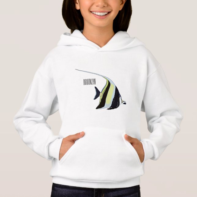 Moorish idol fish cartoon illustration (Front)
