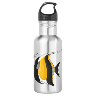 Moorish idol fish cartoon illustration 532 ml water bottle