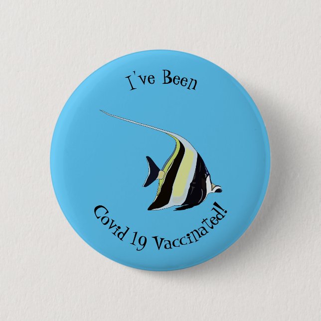 Moorish idol fish cartoon illustration 6 cm round badge (Front)