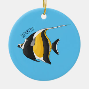 Moorish idol fish cartoon illustration ceramic tree decoration