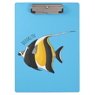 Moorish idol fish cartoon illustration  clipboard