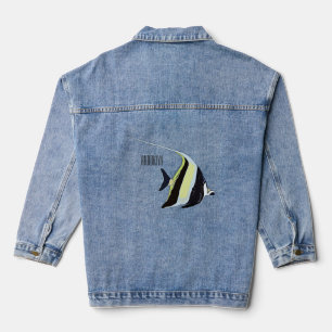 Moorish idol fish cartoon illustration denim jacket