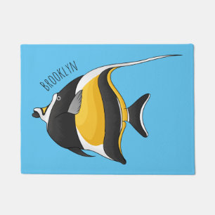 Moorish idol fish cartoon illustration  doormat