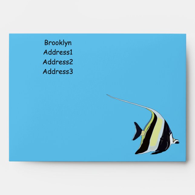 Moorish idol fish cartoon illustration envelope (Front)