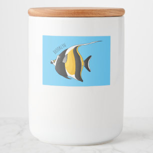 Moorish idol fish cartoon illustration  food label