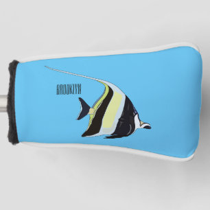 Moorish idol fish cartoon illustration golf head cover