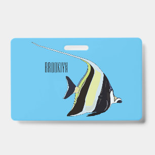 Moorish idol fish cartoon illustration ID badge