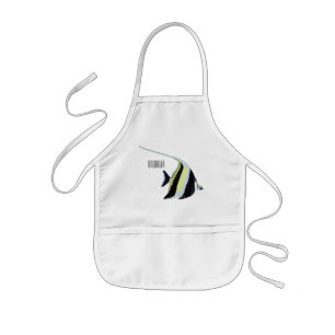 Moorish idol fish cartoon illustration kids apron