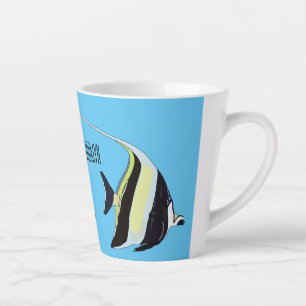 Moorish idol fish cartoon illustration latte mug