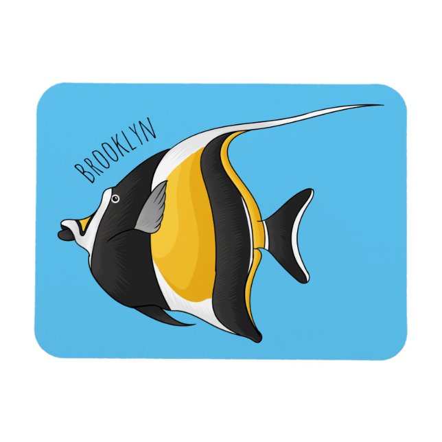 Moorish idol fish cartoon illustration  magnet (Horizontal)