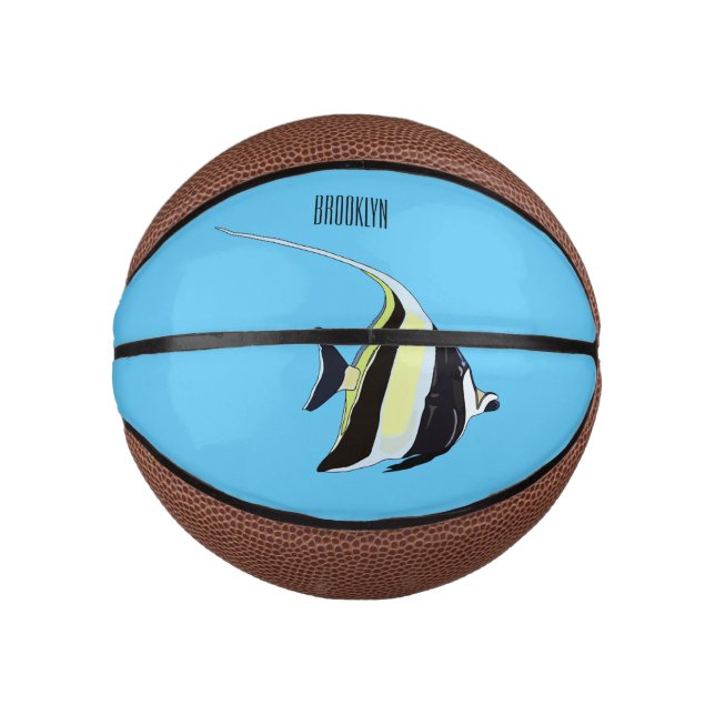 Moorish idol fish cartoon illustration mini basketball (Front)