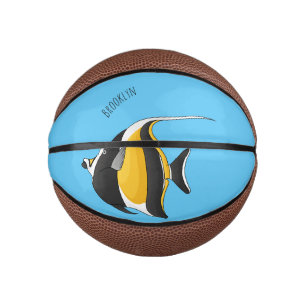 Moorish idol fish cartoon illustration mini basketball