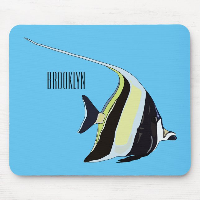Moorish idol fish cartoon illustration mouse mat (Front)