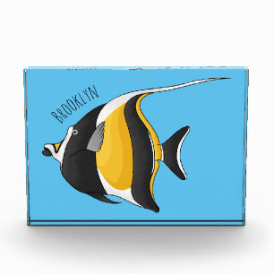 Moorish idol fish cartoon illustration photo block