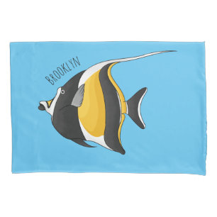Moorish idol fish cartoon illustration pillowcase