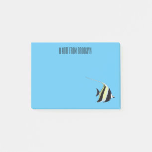 Moorish idol fish cartoon illustration post-it notes
