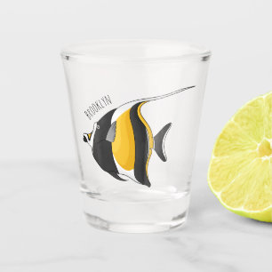 Moorish idol fish cartoon illustration shot glass