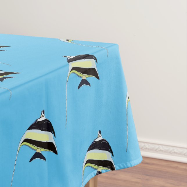 Moorish idol fish cartoon illustration tablecloth (In Situ)