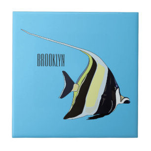 Moorish idol fish cartoon illustration tile