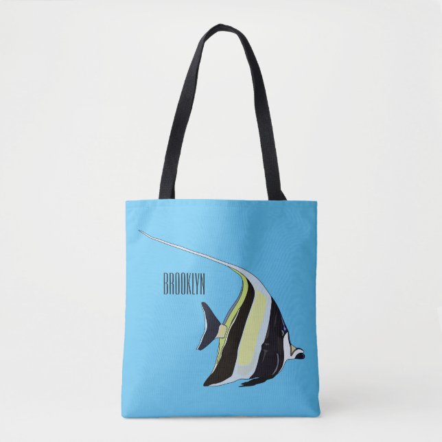 Moorish idol fish cartoon illustration tote bag (Front)