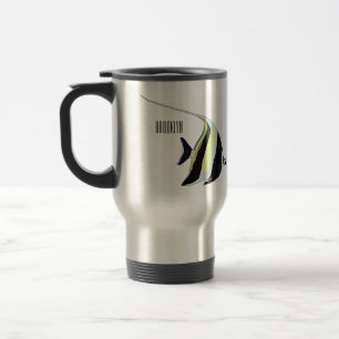 Moorish idol fish cartoon illustration travel mug