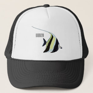 Moorish idol fish cartoon illustration trucker hat