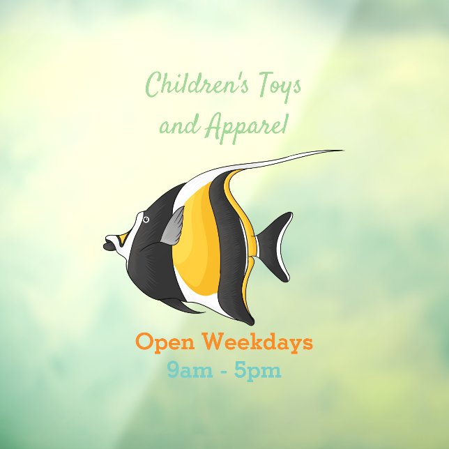 Moorish idol fish cartoon illustration window cling (Sheet 3)