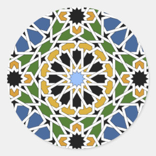 Moorish tile classic round sticker