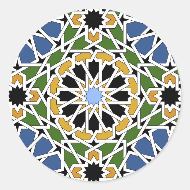 Moorish tile classic round sticker (Front)