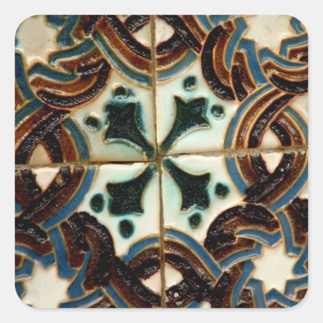 Moorish tile square sticker (Front)