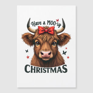Moory Christmas Cute Cow Wearing Santa Magnetic Invitation