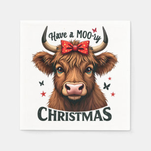 Moory Christmas Cute Cow Wearing Santa Napkin