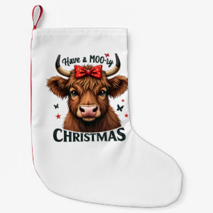 Moory Christmas Cute Cow Wearing Santa  Small Christmas Stocking