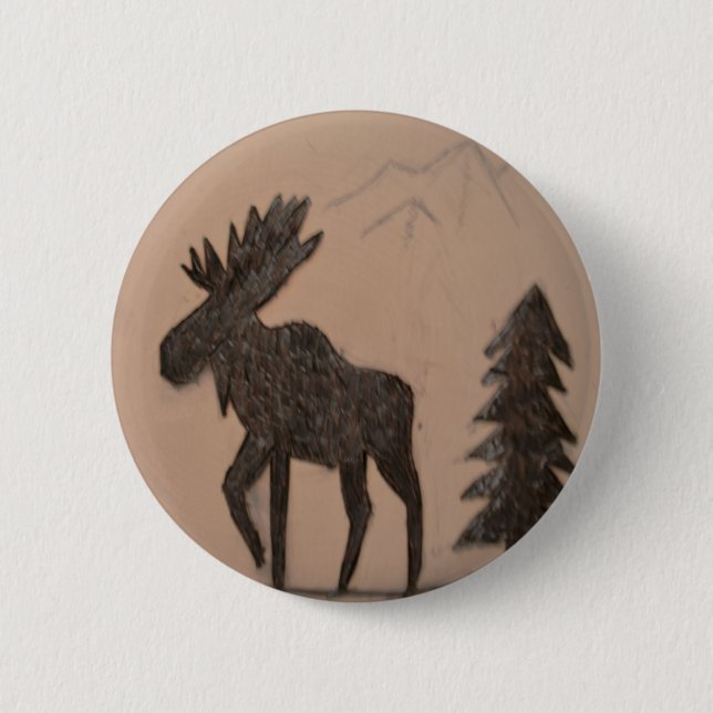 Moose 6 Cm Round Badge (Front)